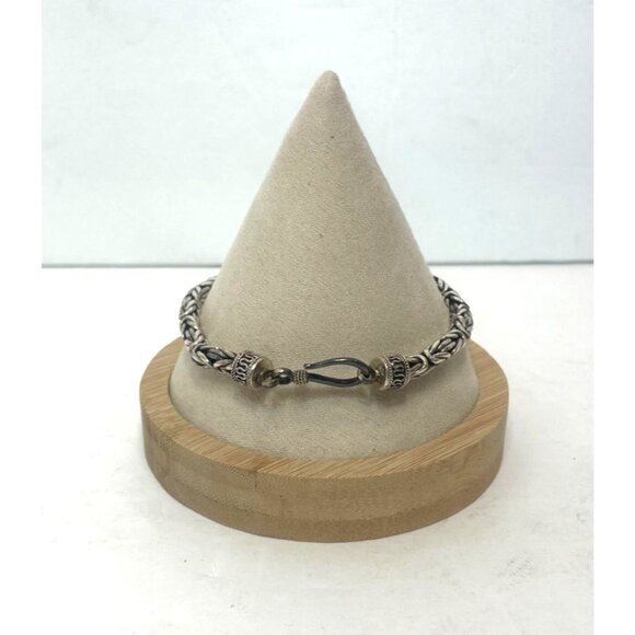 Sterling Silver 925 Byzantine Chain Bracelet 8 5/8" Long Fish Hook Closure 29g - Picture 4 of 9